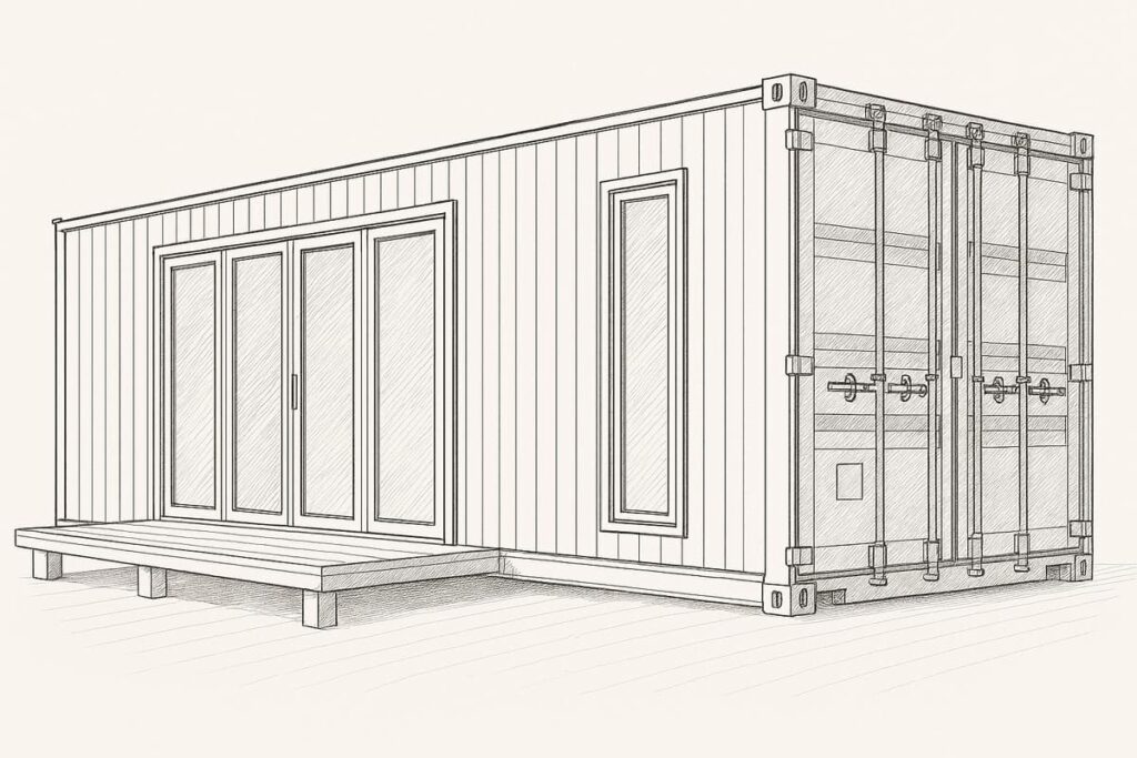 Boceto de casa en contenedor maritimo