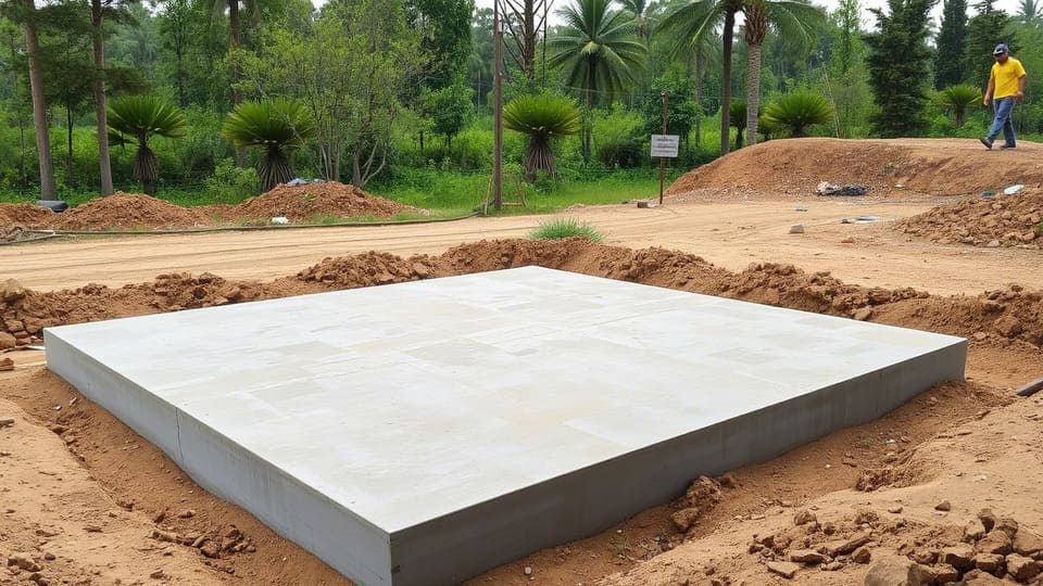 Plataforma hormigón base vivienda