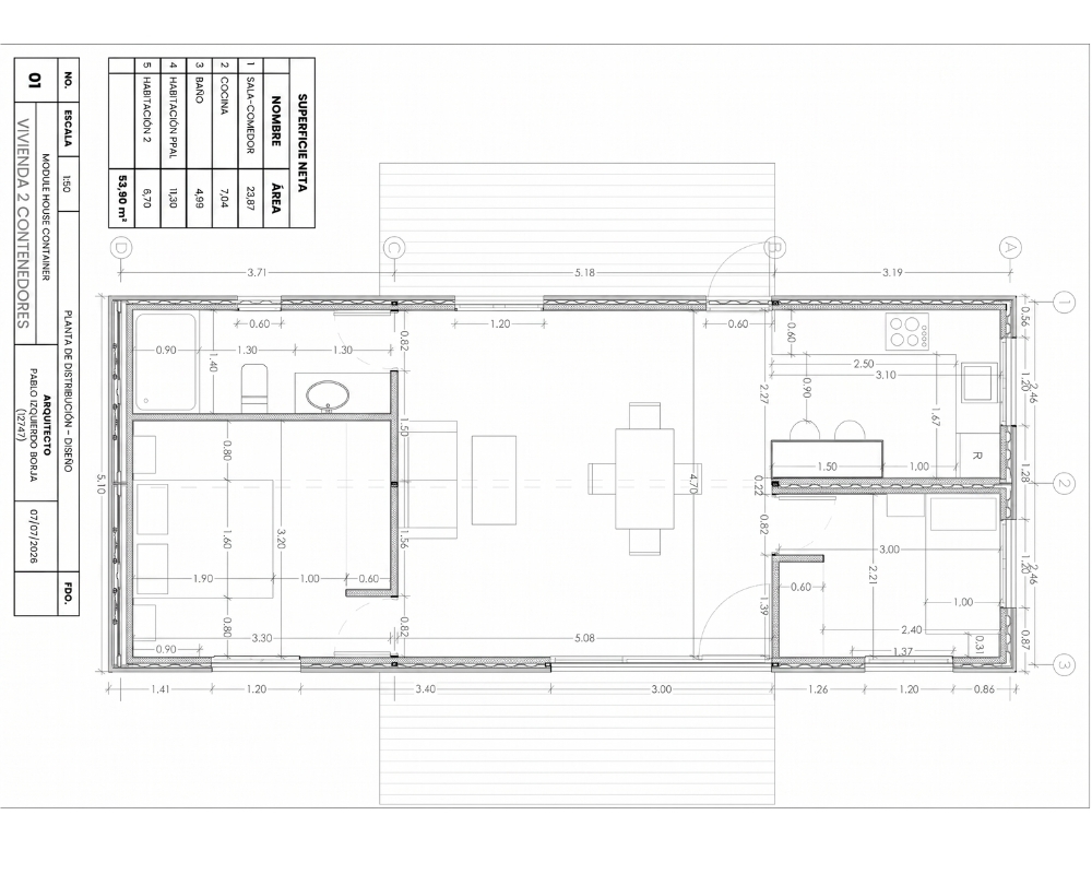 Casa contenedor marítimo de 60 m²